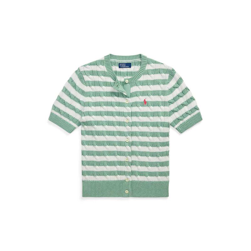 Polo Ralph Lauren Striped Cable Knit Short Sleeve Cardigan image number 2